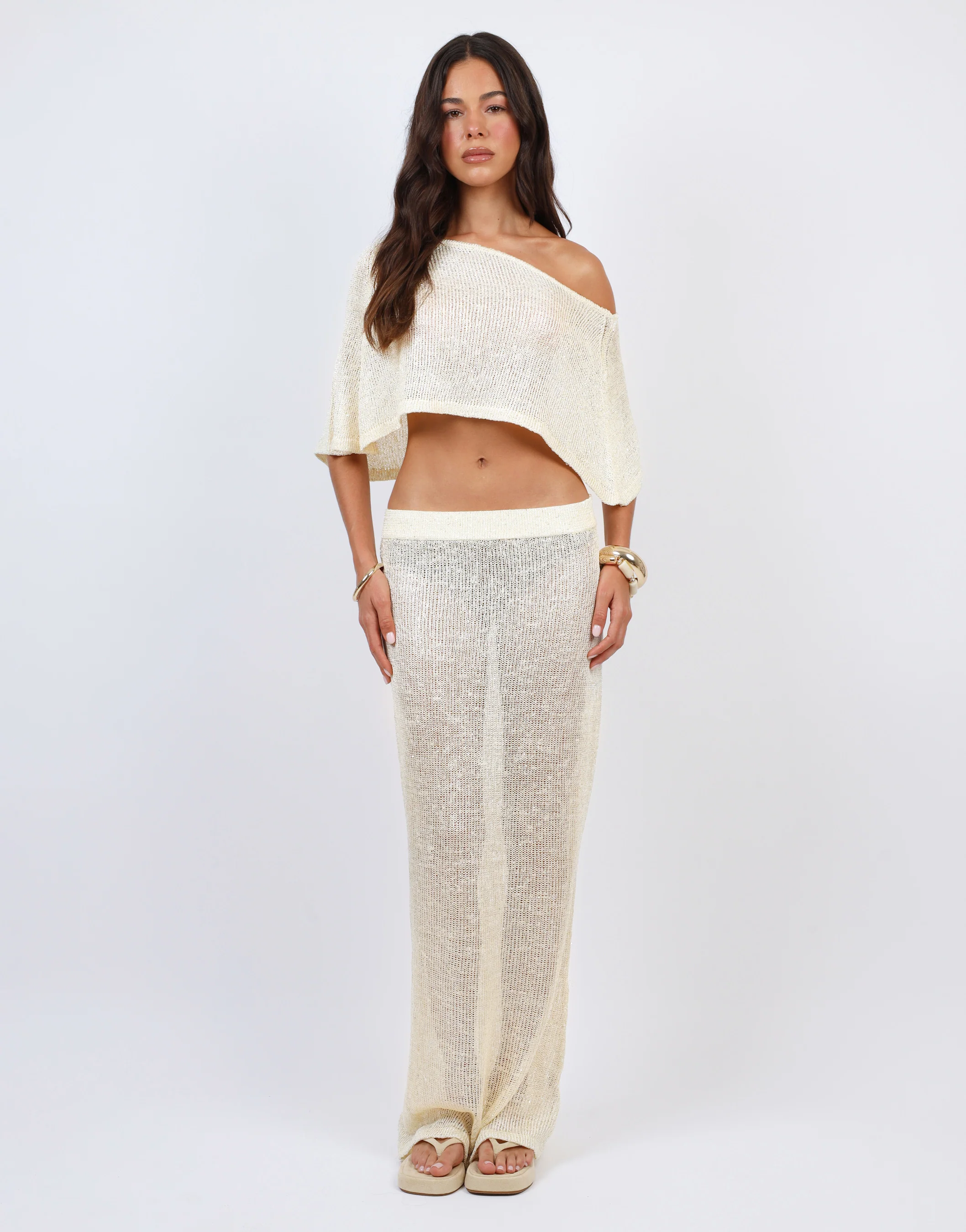 Toulon Sequin Drape Beach Top In Yellow - Image 4