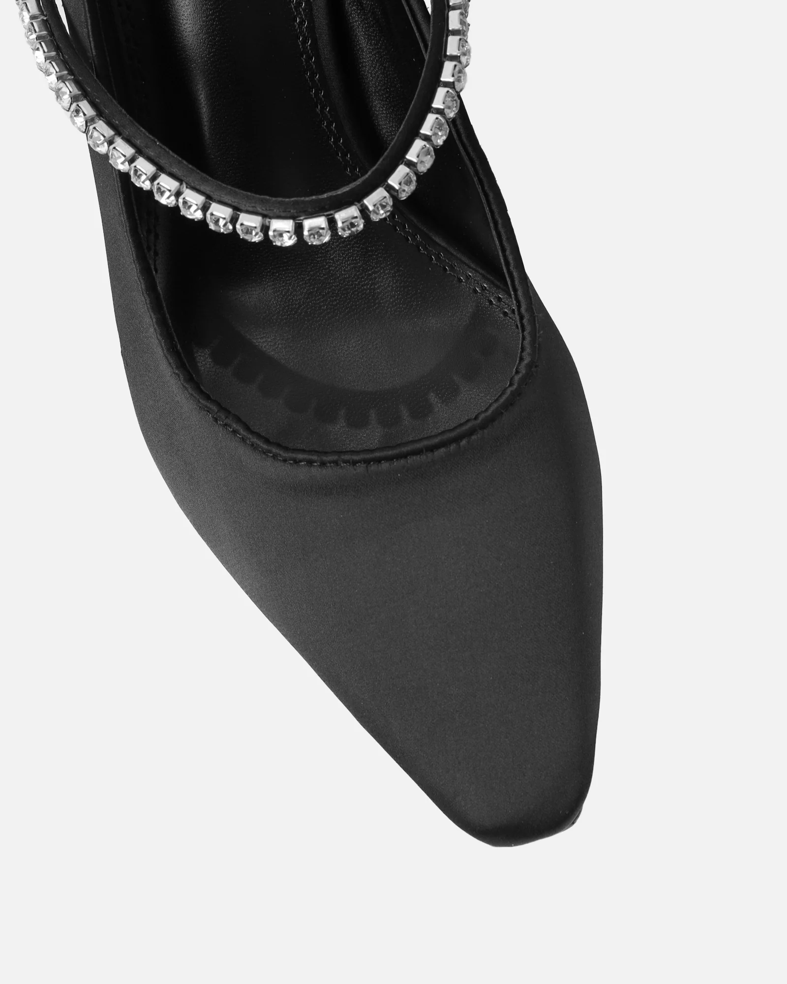 Trace Black Satin Diamante Ballet Heels - Image 4
