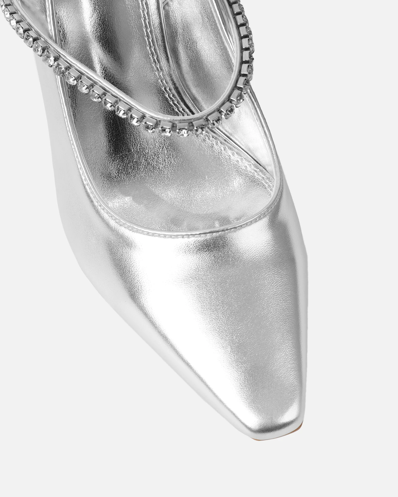 Trace Silver Metallic Diamante Ballet Heels - Image 4