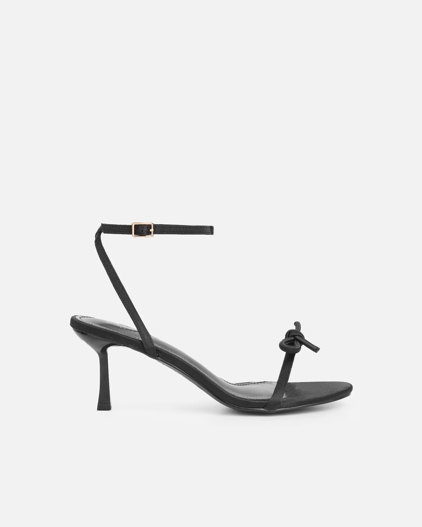 Trina Black Satin Bow Low Heeled Sandals - Image 2