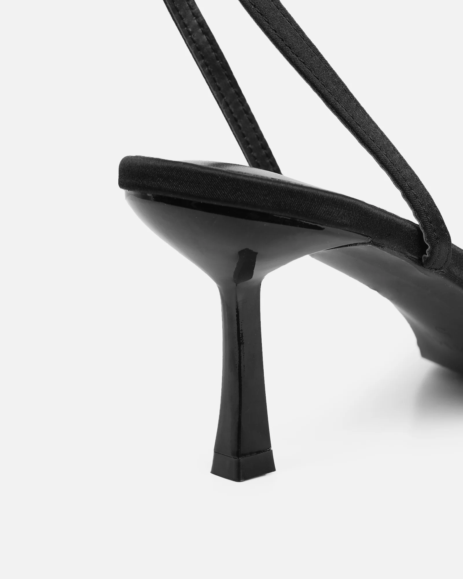 Trina Black Satin Bow Low Heeled Sandals - Image 3