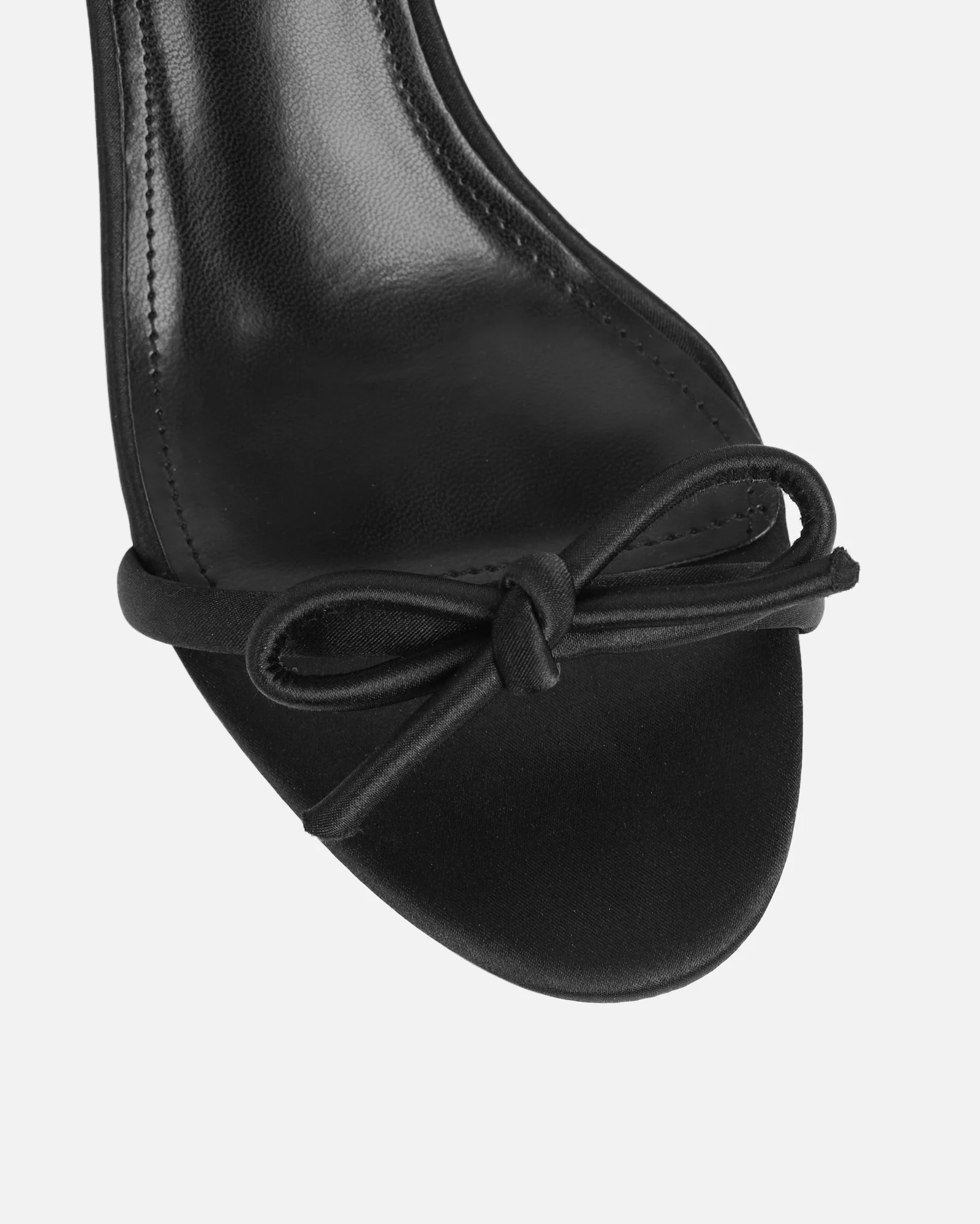 Trina Black Satin Bow Low Heeled Sandals - Image 4