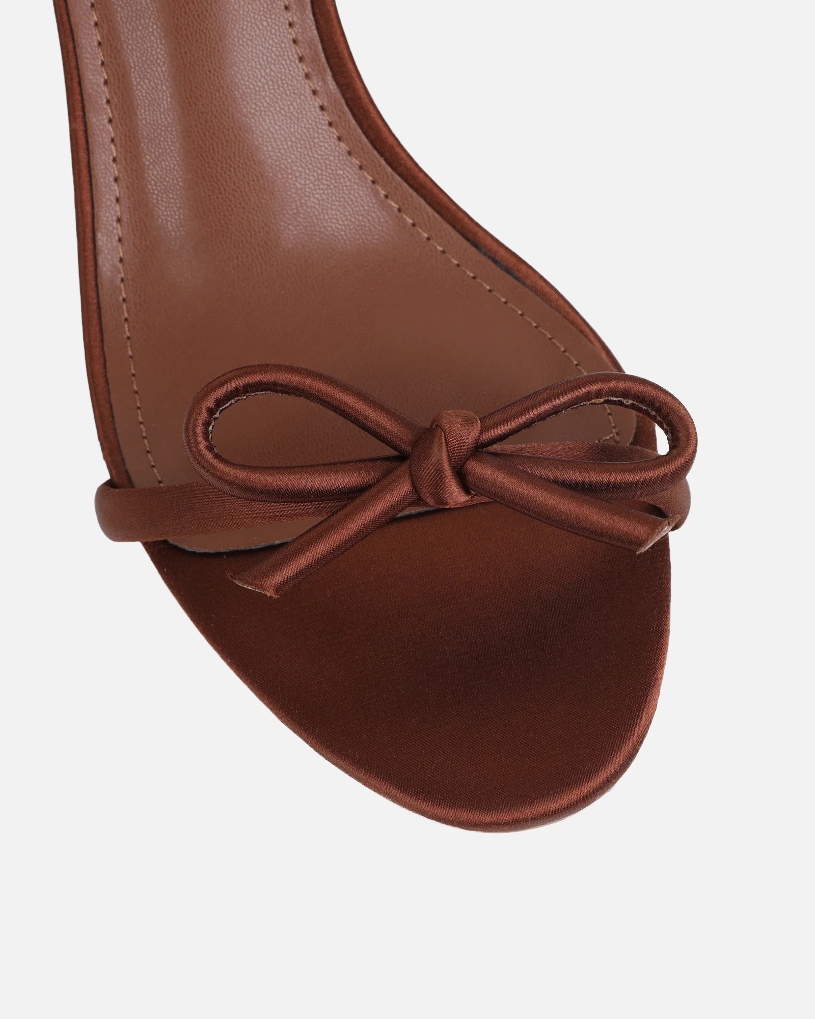 Trina Brown Satin Bow Low Heeled Sandals - Image 4