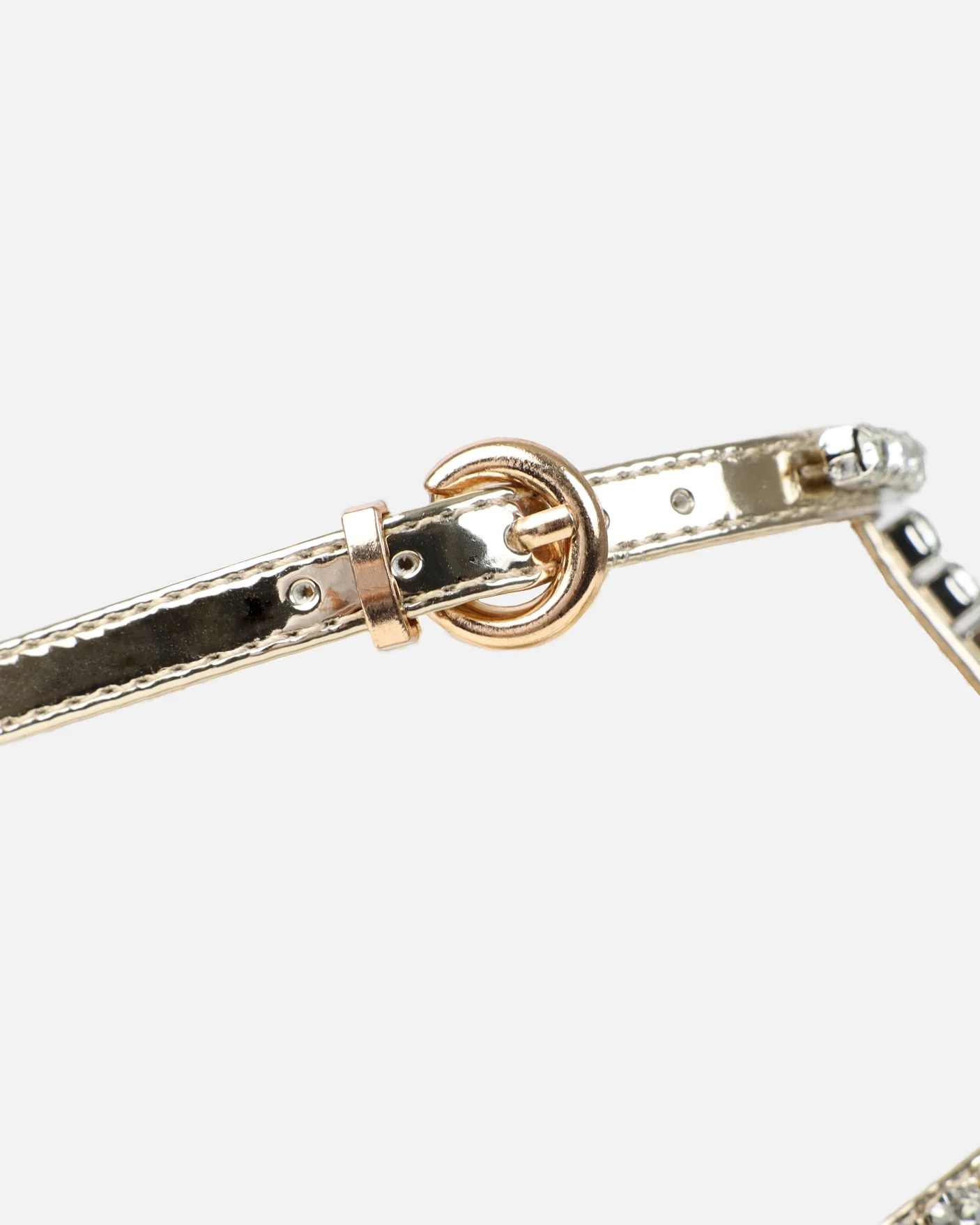 Trinitay Gold Mirror Flat Diamante Sandals - Image 3