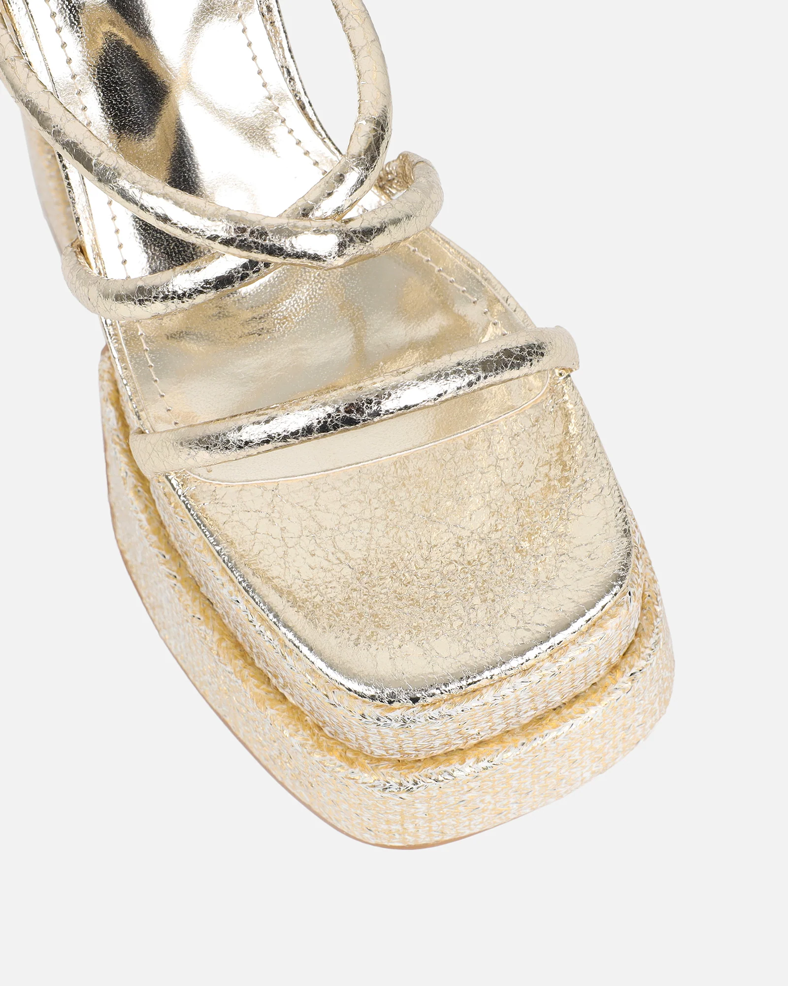 Troppaz Gold Metallic Platform Heeled Sandals - Image 4