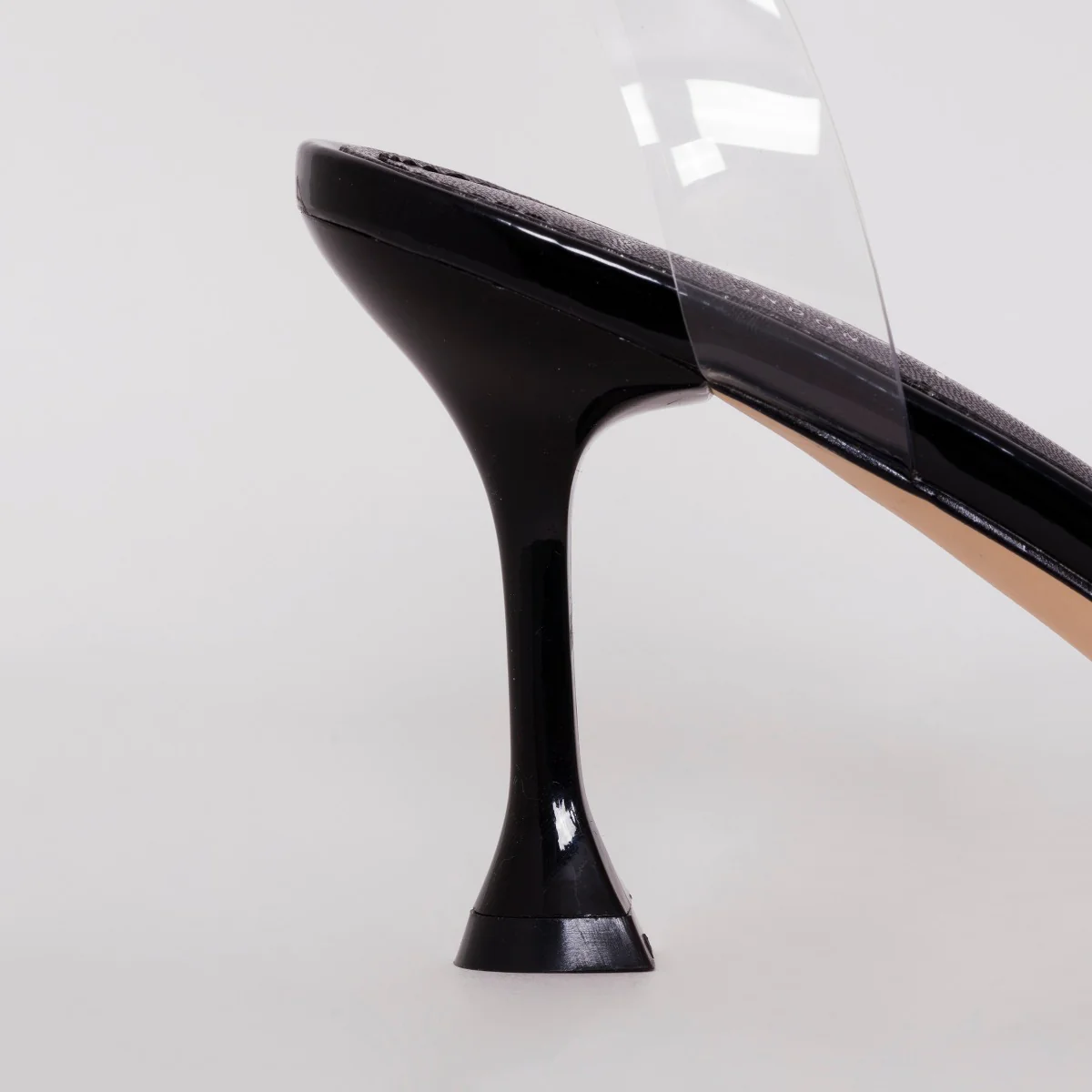 Truo Wide Fit Black Clear Lace up Stiletto Heels - Image 3