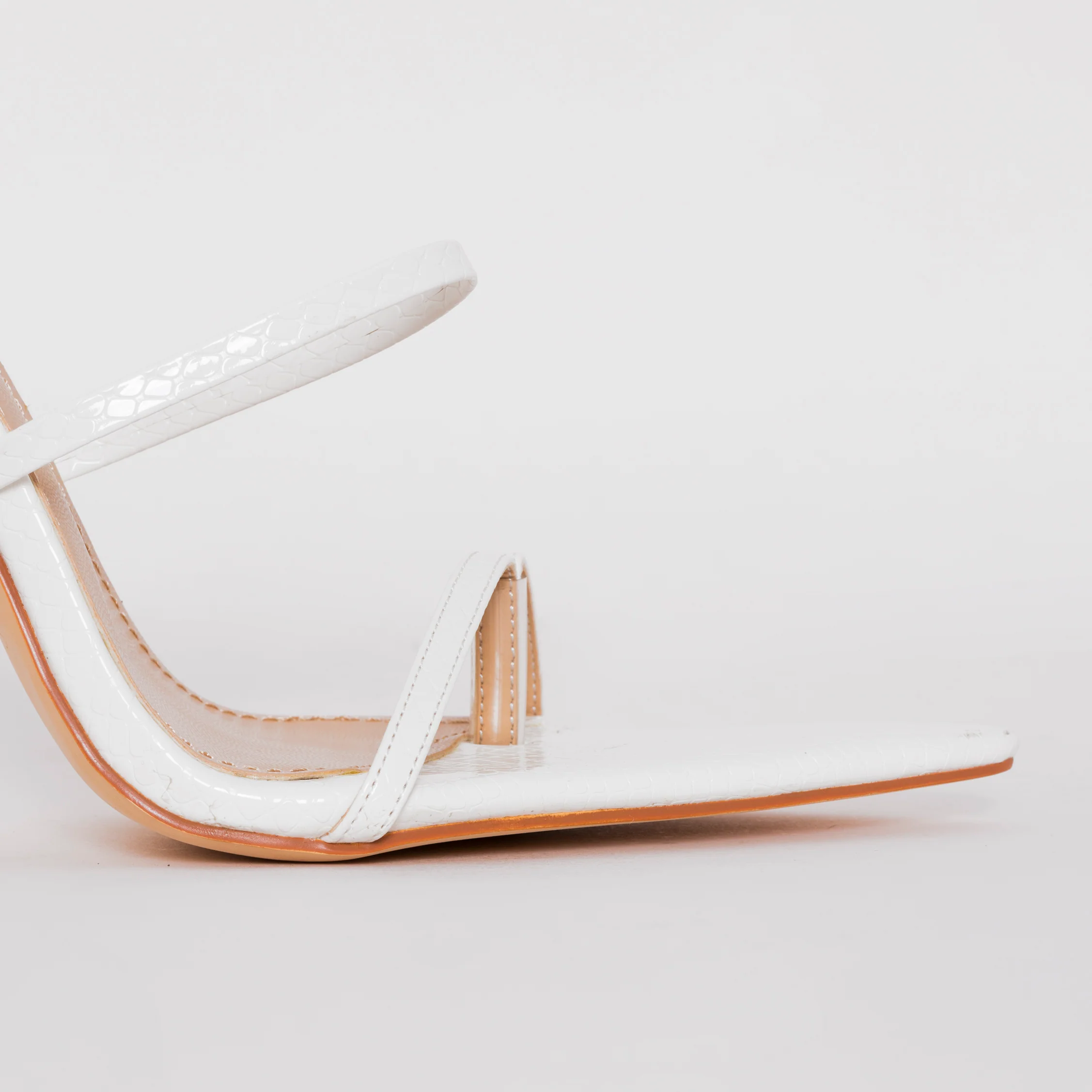 Tyler White Snake Print Lace Up Heels - Image 3