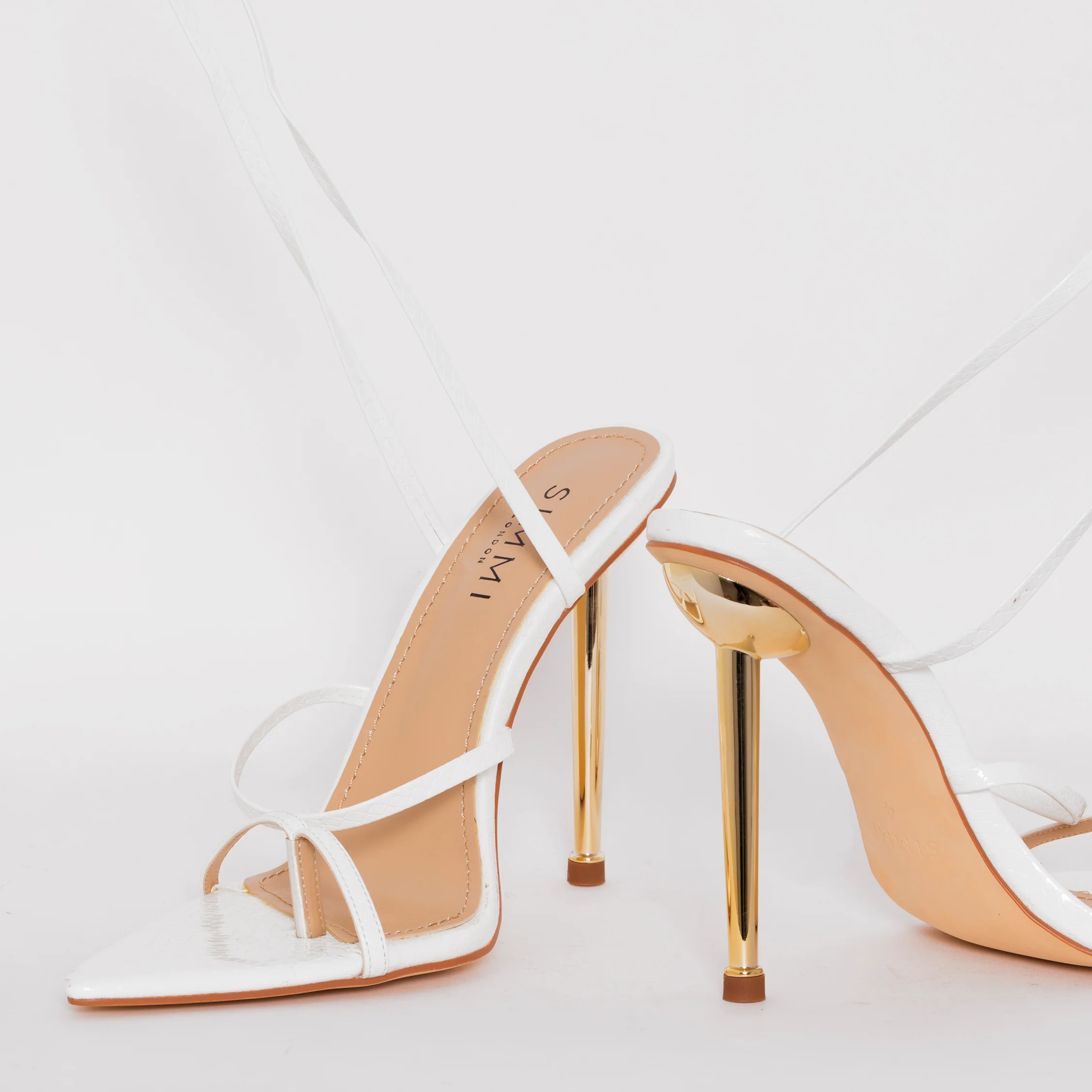 Tyler White Snake Print Lace Up Heels - Image 5