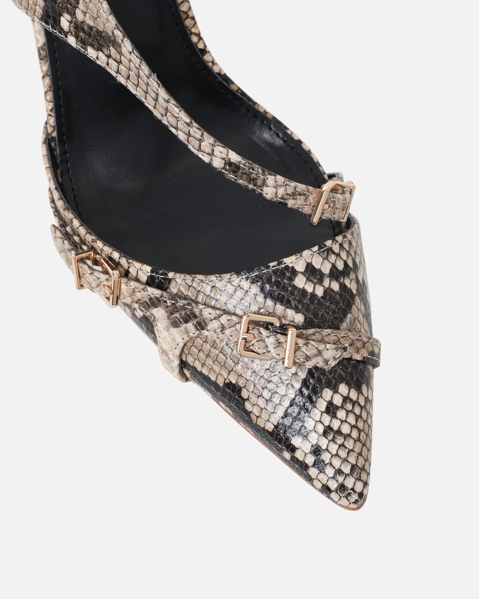 Vale beige snake harness detail court shoes - Image 4