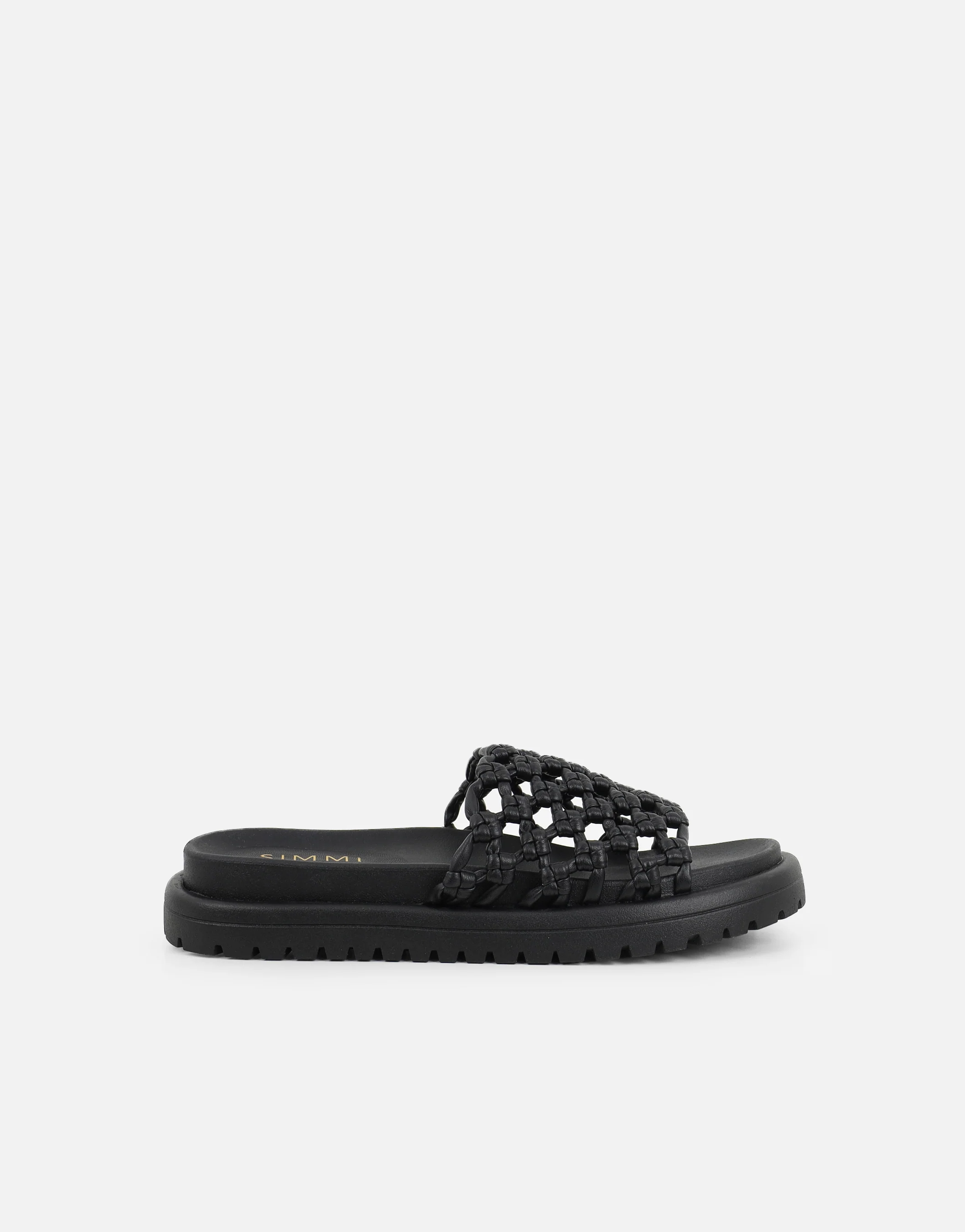 Vanya Black Woven Mesh Chunky Flats - Image 2