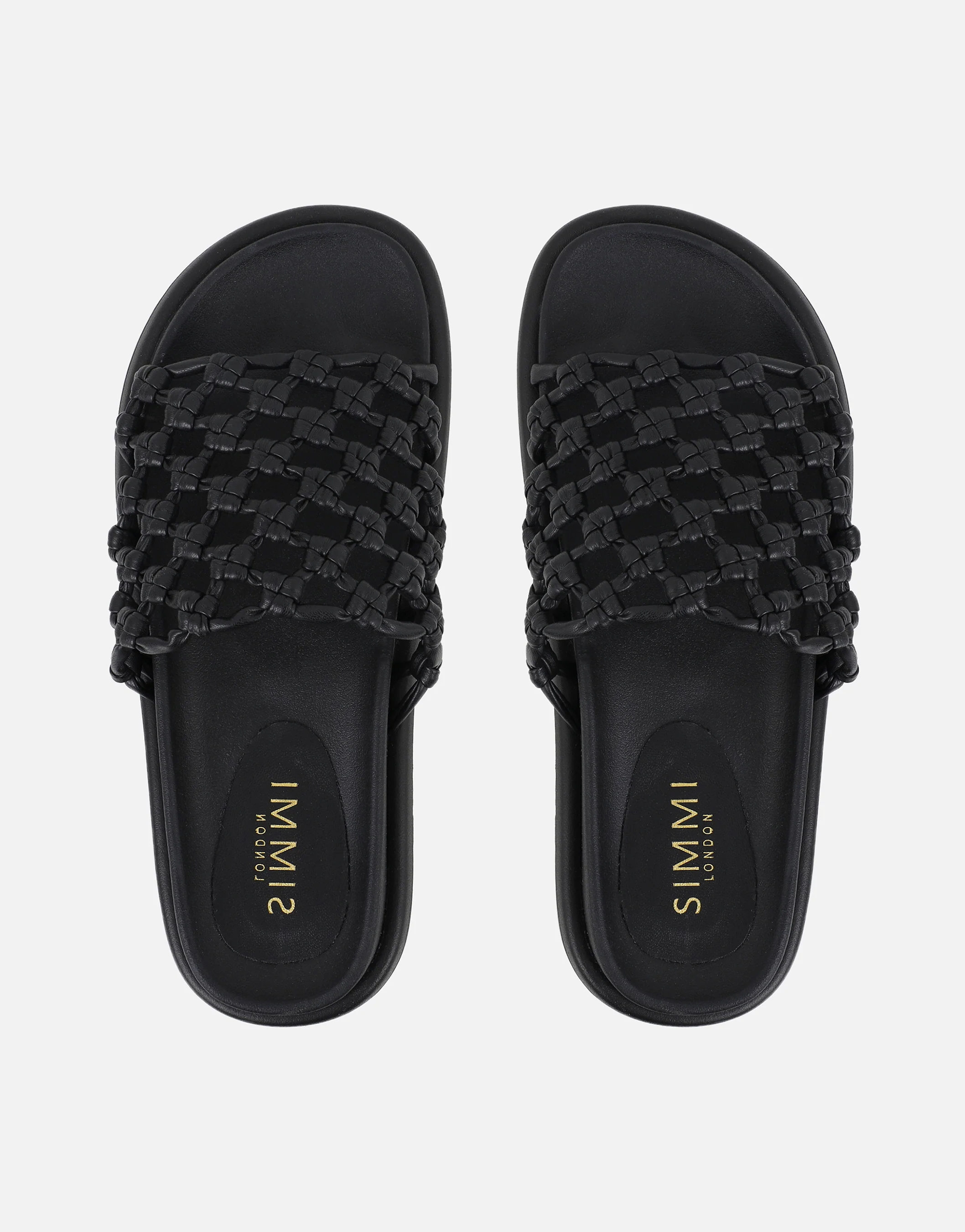 Vanya Black Woven Mesh Chunky Flats - Image 3