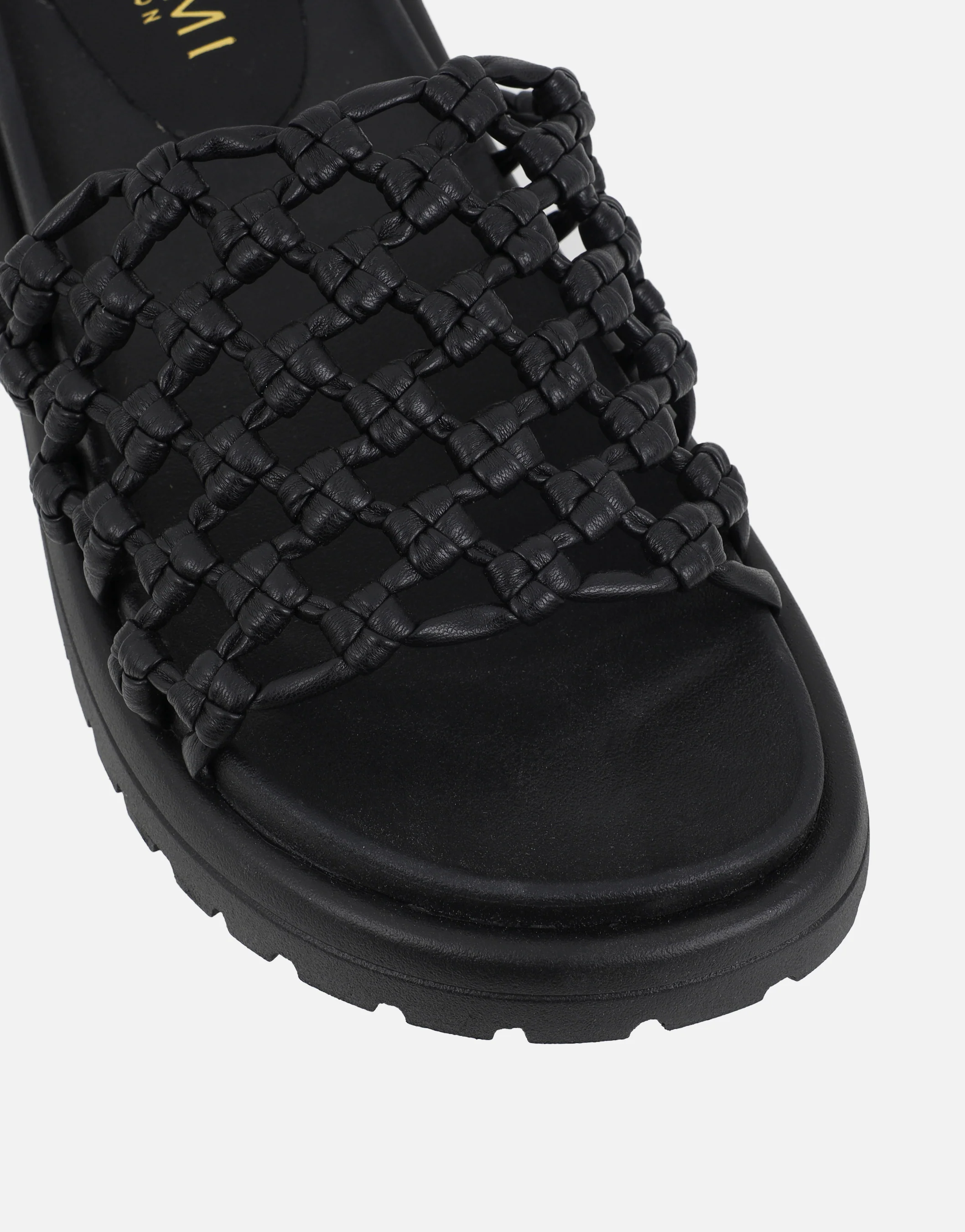 Vanya Black Woven Mesh Chunky Flats - Image 4