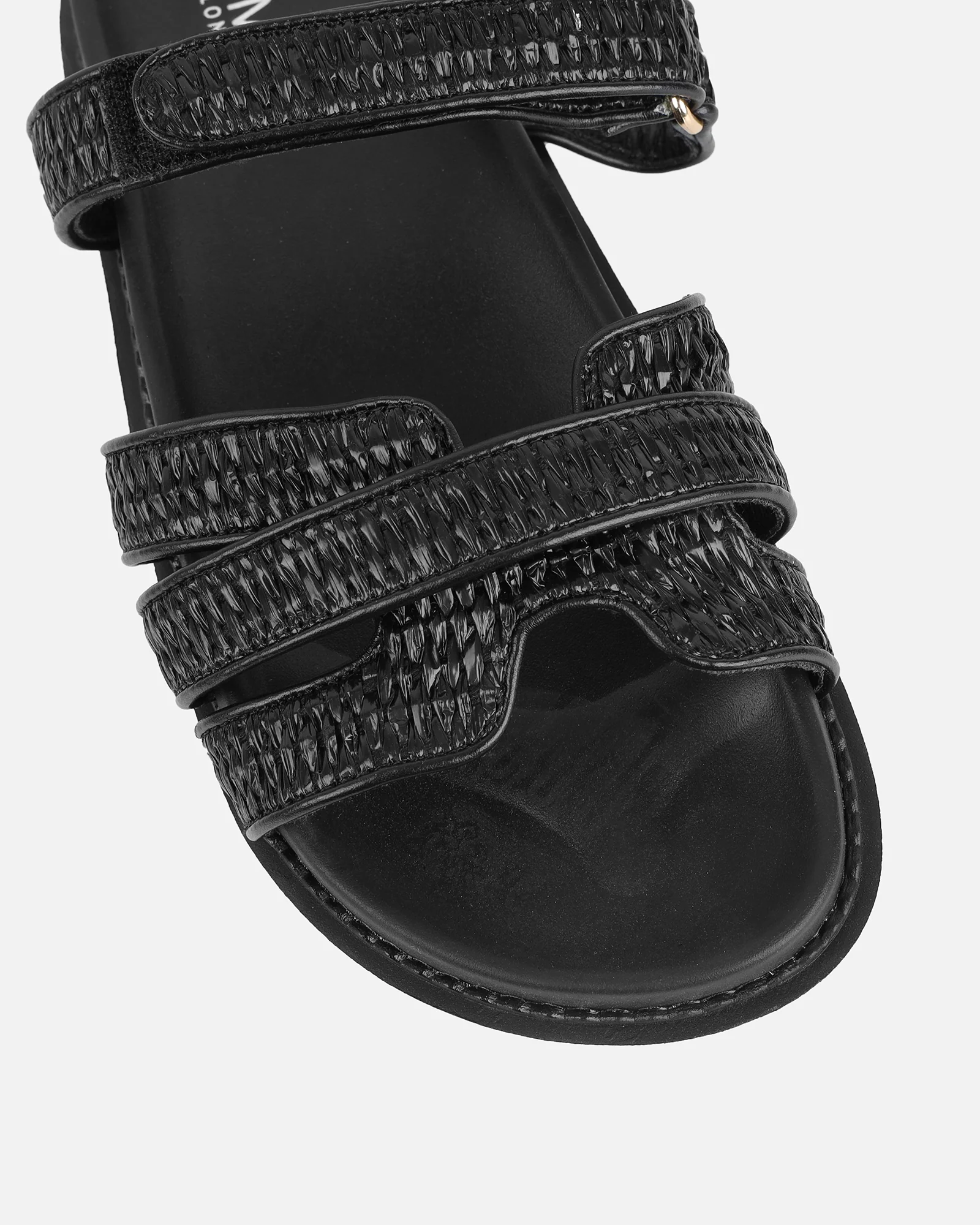 Veil Black Raffia Chunky Sliders - Image 4