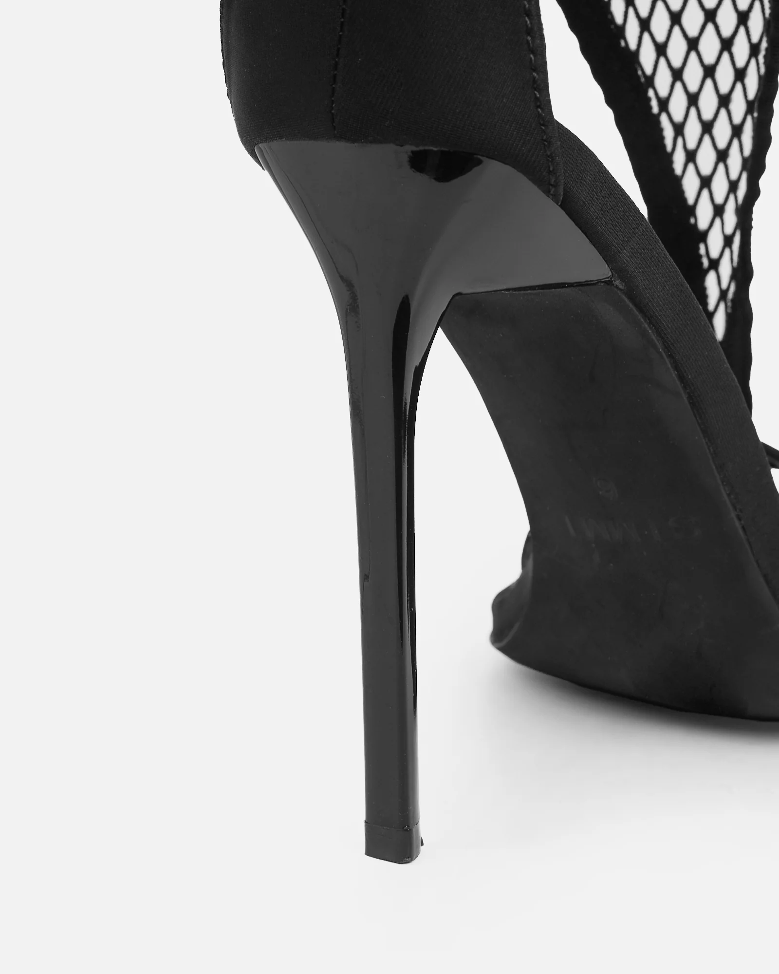Venyi Black Toe Thong Diamante Mesh Heeled Sandals - Image 3