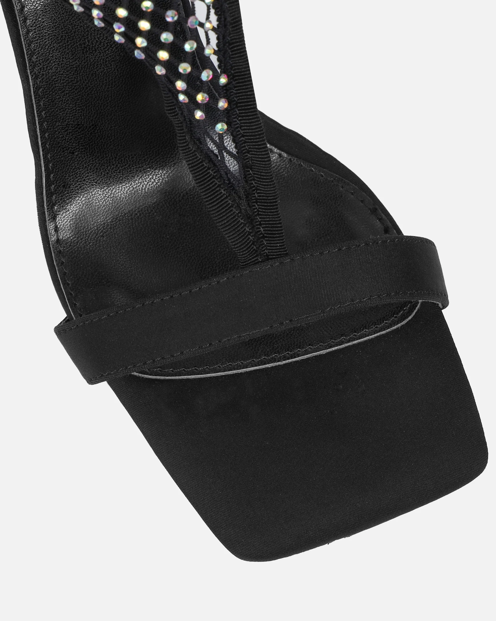 Venyi Black Toe Thong Diamante Mesh Heeled Sandals - Image 4