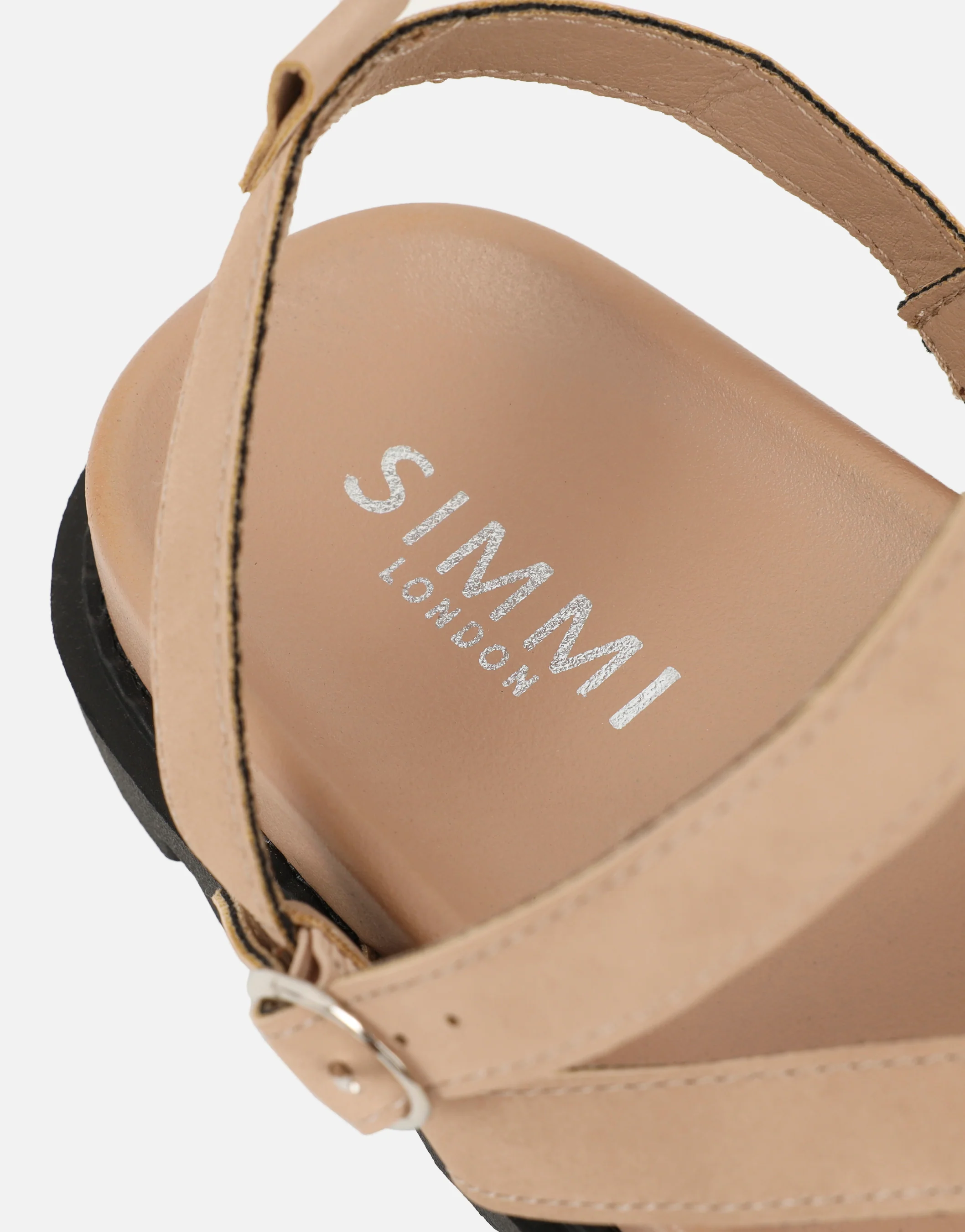 Verity Beige Nubuck Strappy Chunky Footbed Sandals - Image 3
