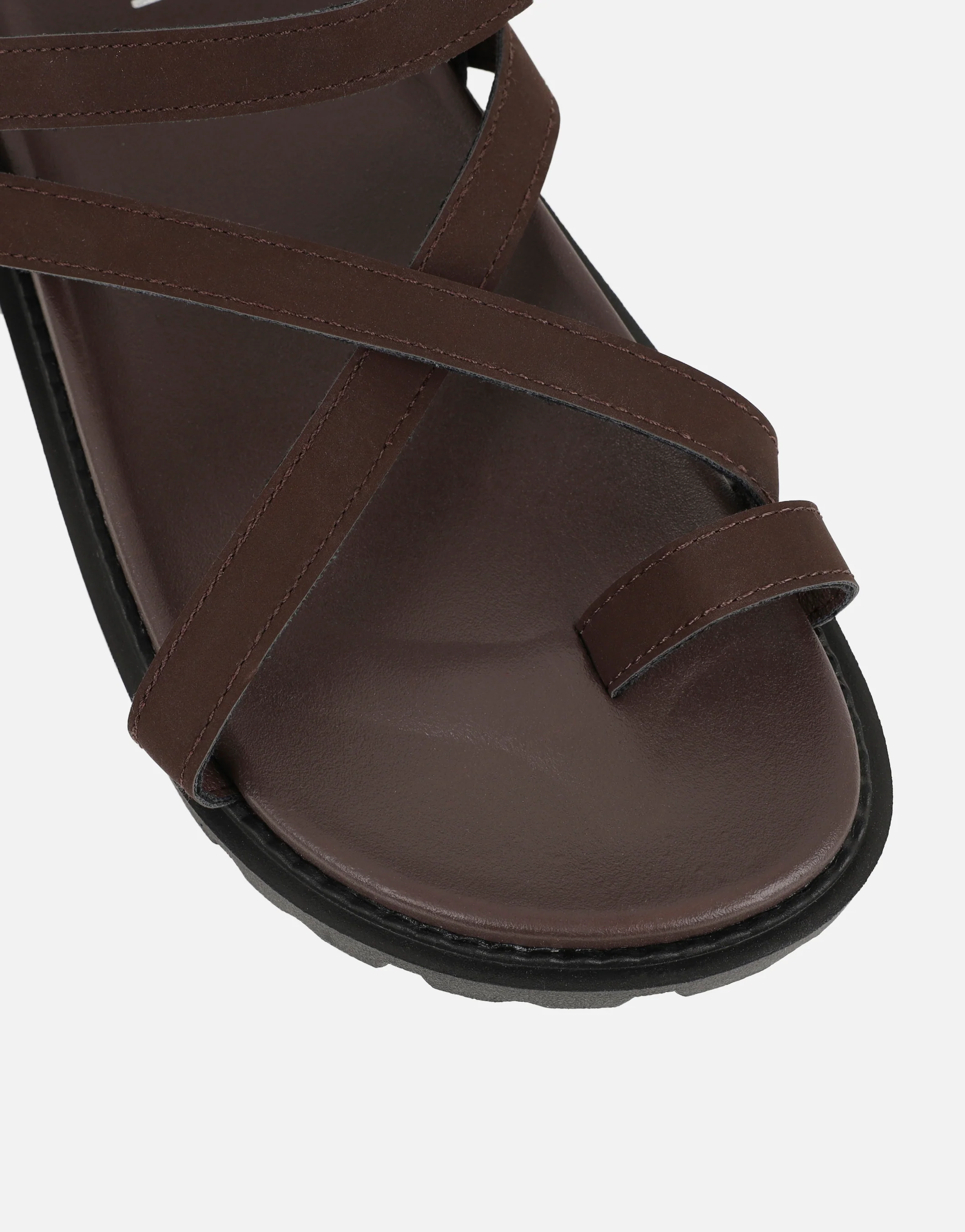 Verity Brown Nubuck Strappy Chunky Footbed Sandals - Image 4