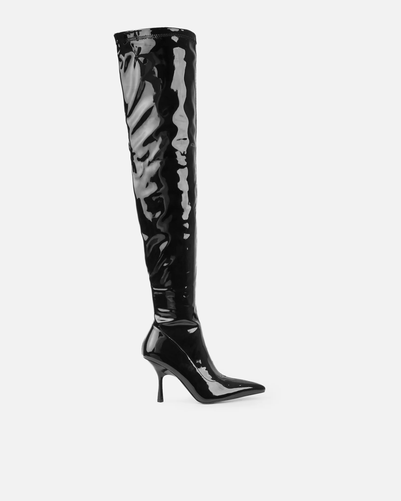 Vermont Black Patent Stretch Over The Knee Boots - Image 2