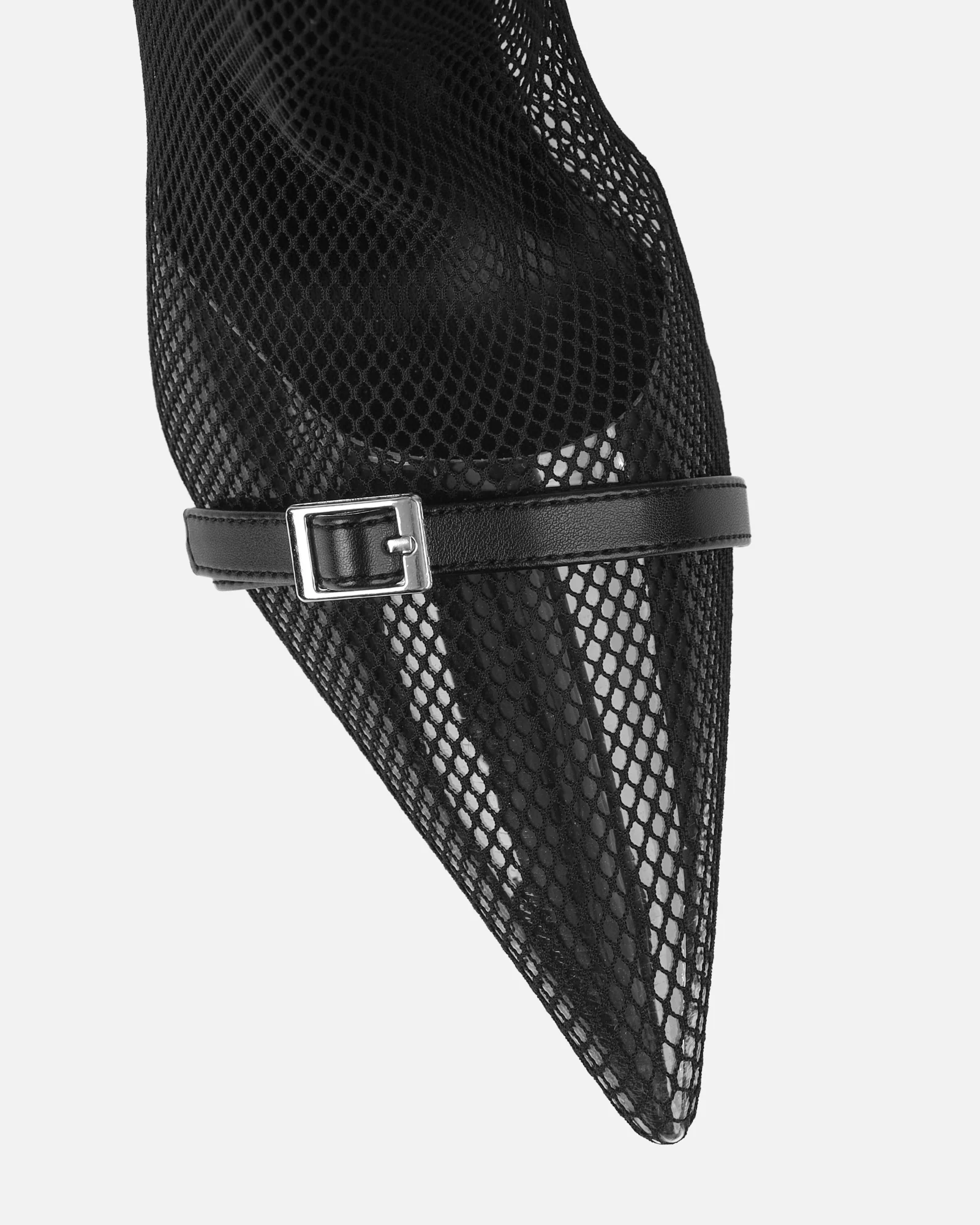 Veronika Black Mesh Heeled Sandals - Image 4