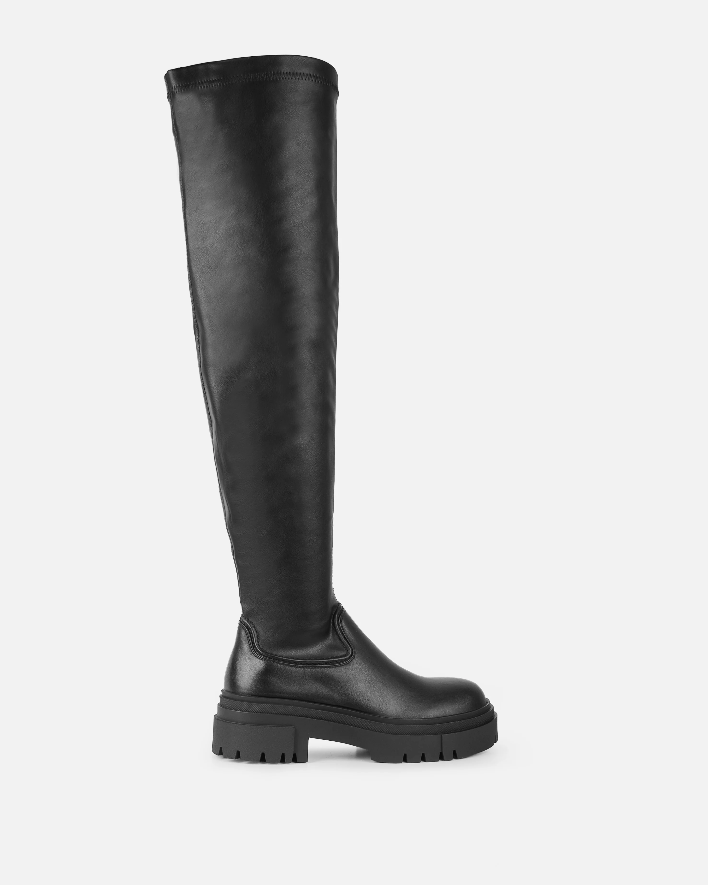 Wezley Black Flat Over The Knee Thigh High Boots - Image 2