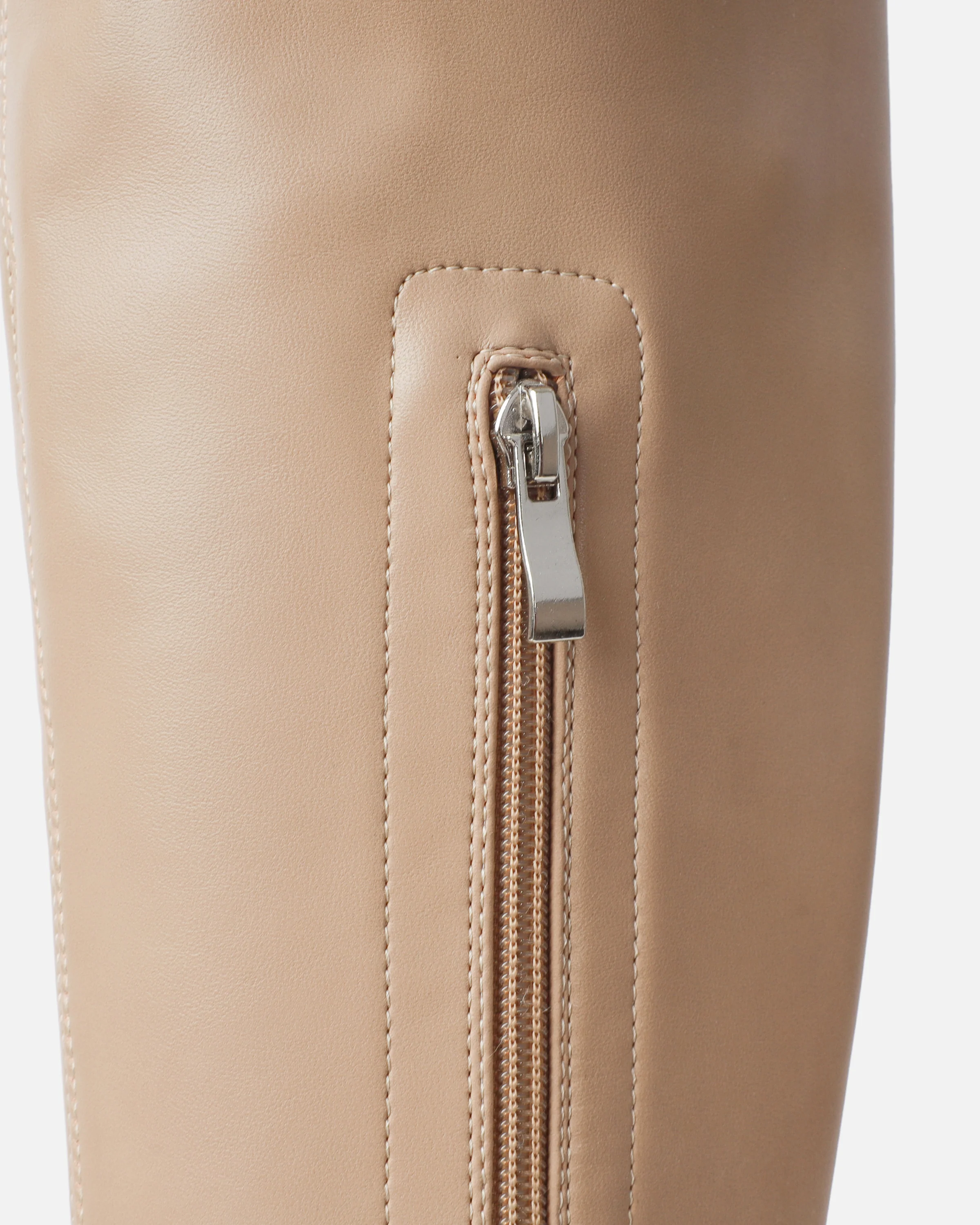 Wezley Dark Nude Flat Over The Knee Thigh High Boots - Image 3