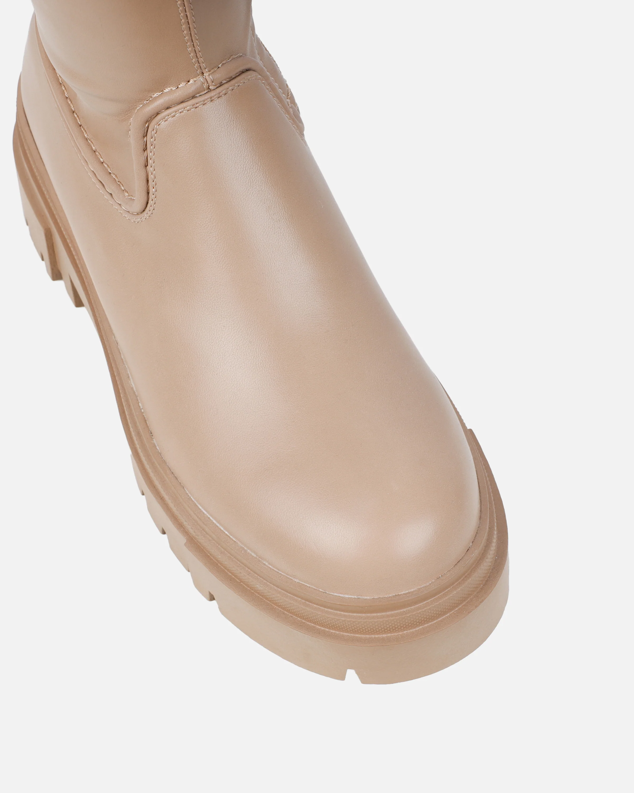 Wezley Dark Nude Flat Over The Knee Thigh High Boots - Image 4