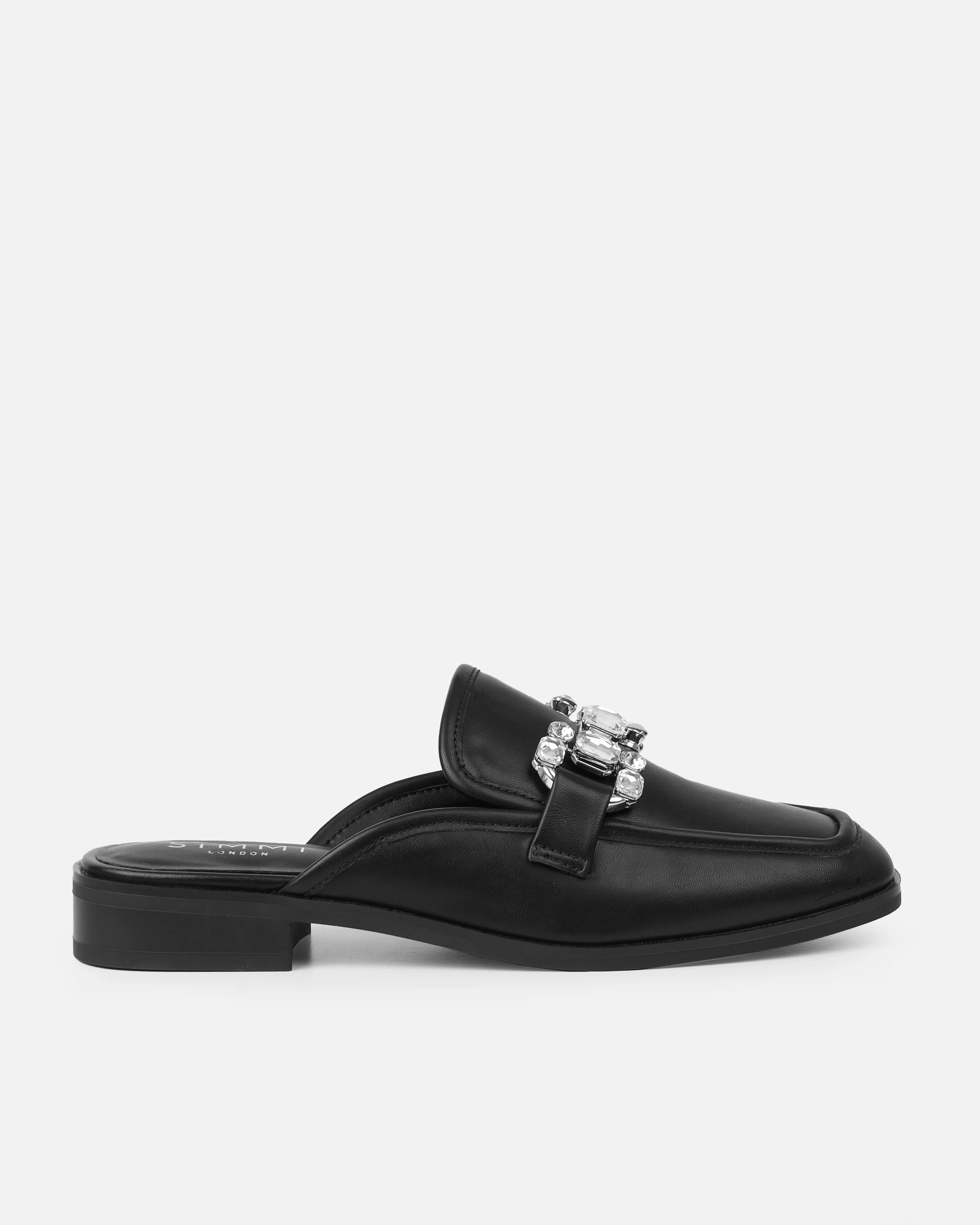 Xanthe Black Diamanté Slip On Mules - Image 2