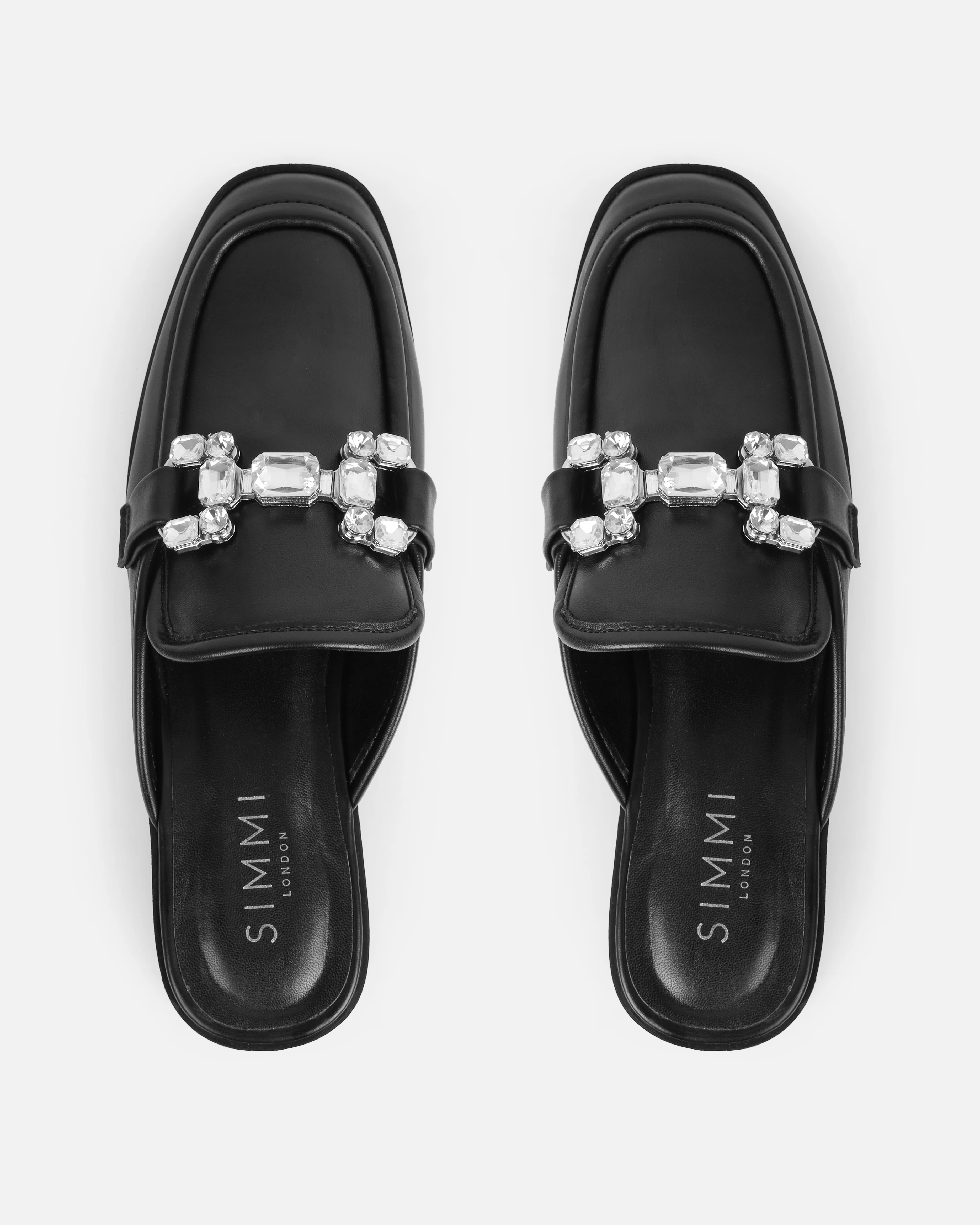 Xanthe Black Diamanté Slip On Mules - Image 3