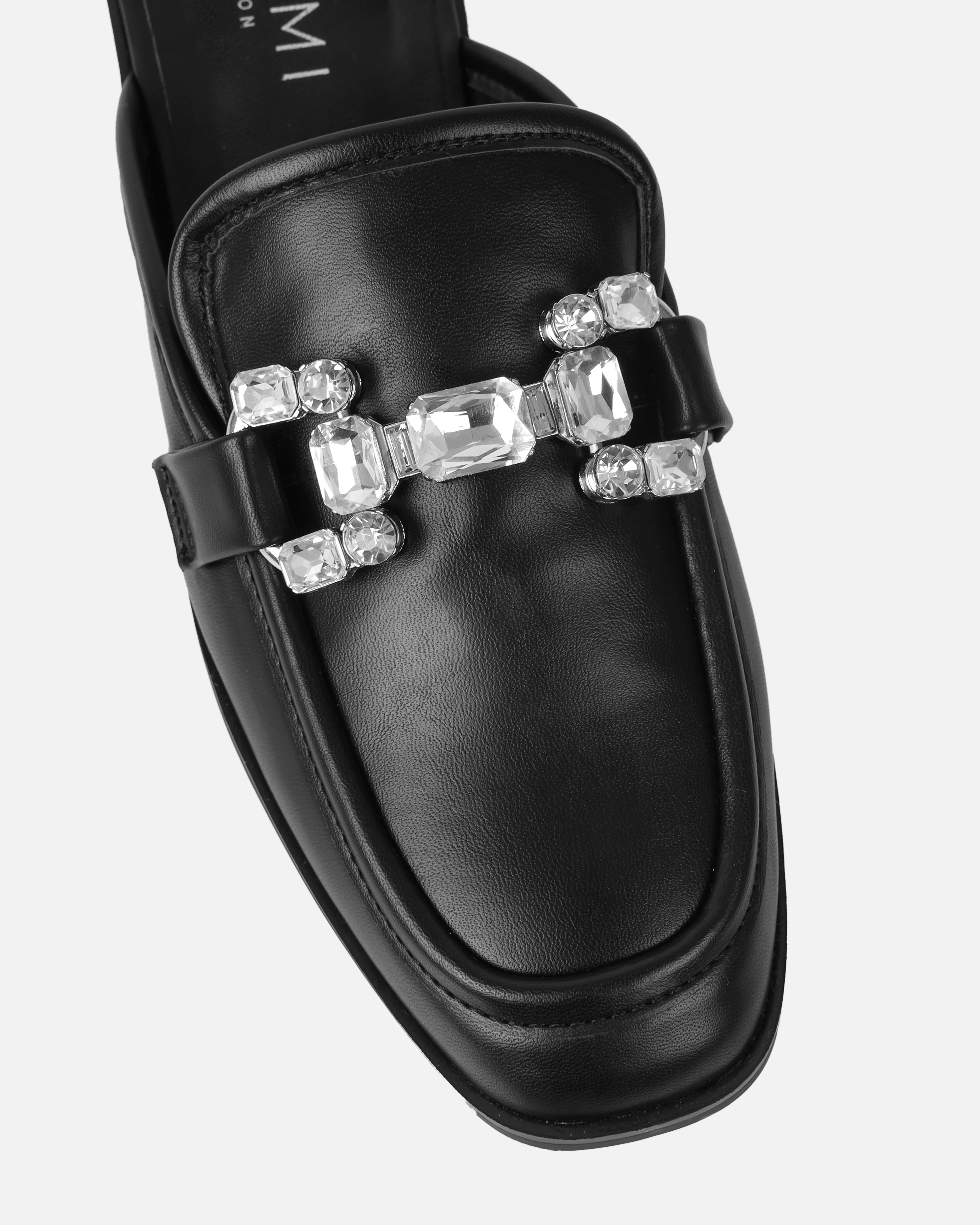 Xanthe Black Diamanté Slip On Mules - Image 4