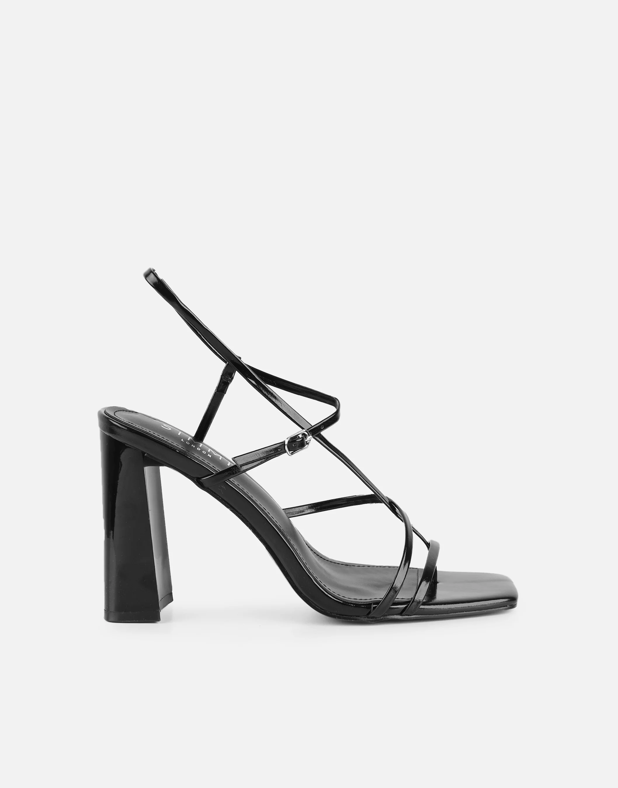 Xyla Black Strappy Block Heeled Sandals - Image 2