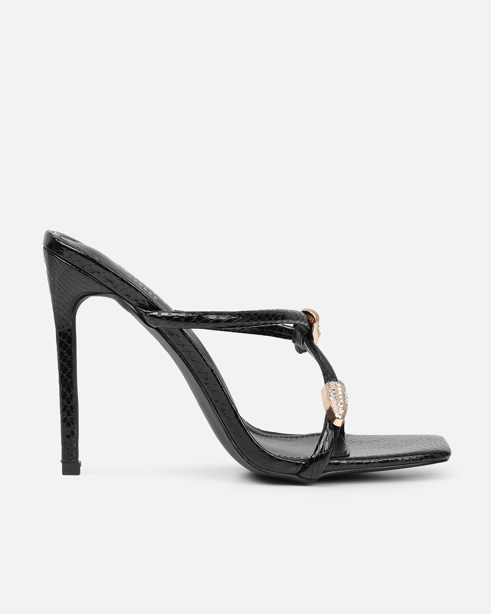 Zuleta Black Snake Effect Stiletto Heeled Mules - Image 3