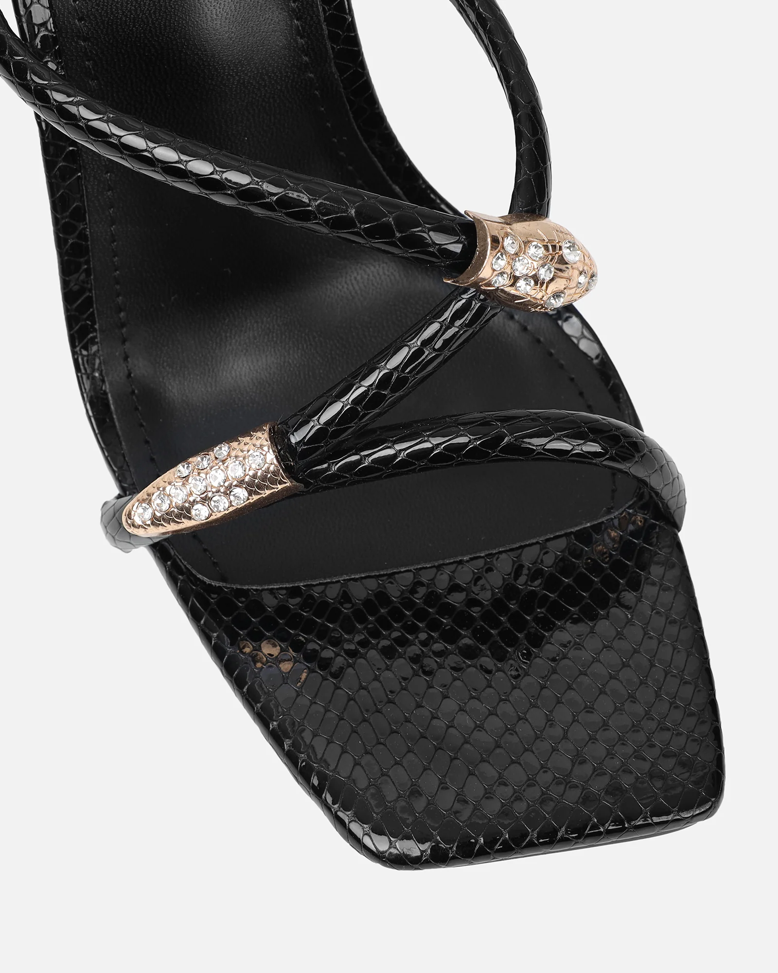 Zuleta Black Snake Effect Stiletto Heeled Mules - Image 5
